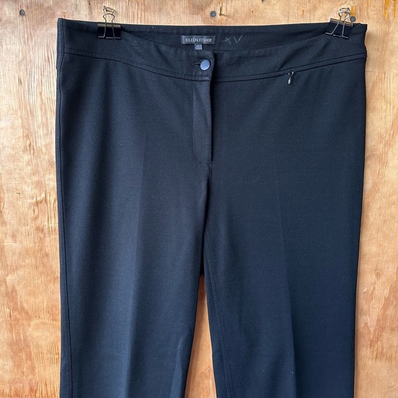 Eileen Fisher Black Ponte Straight Leg Mid Rise System Pants - Picture 4 of 10